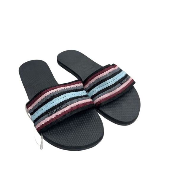 Havaianas Slides Womens Size 6 Black Summer Sandals NEW - Picture 1 of 6